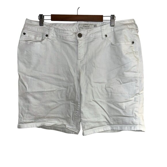 TORRID White Mid Rise Stretchy Denim Bermuda Style Shorts Plus Size 18 - Picture 1 of 10